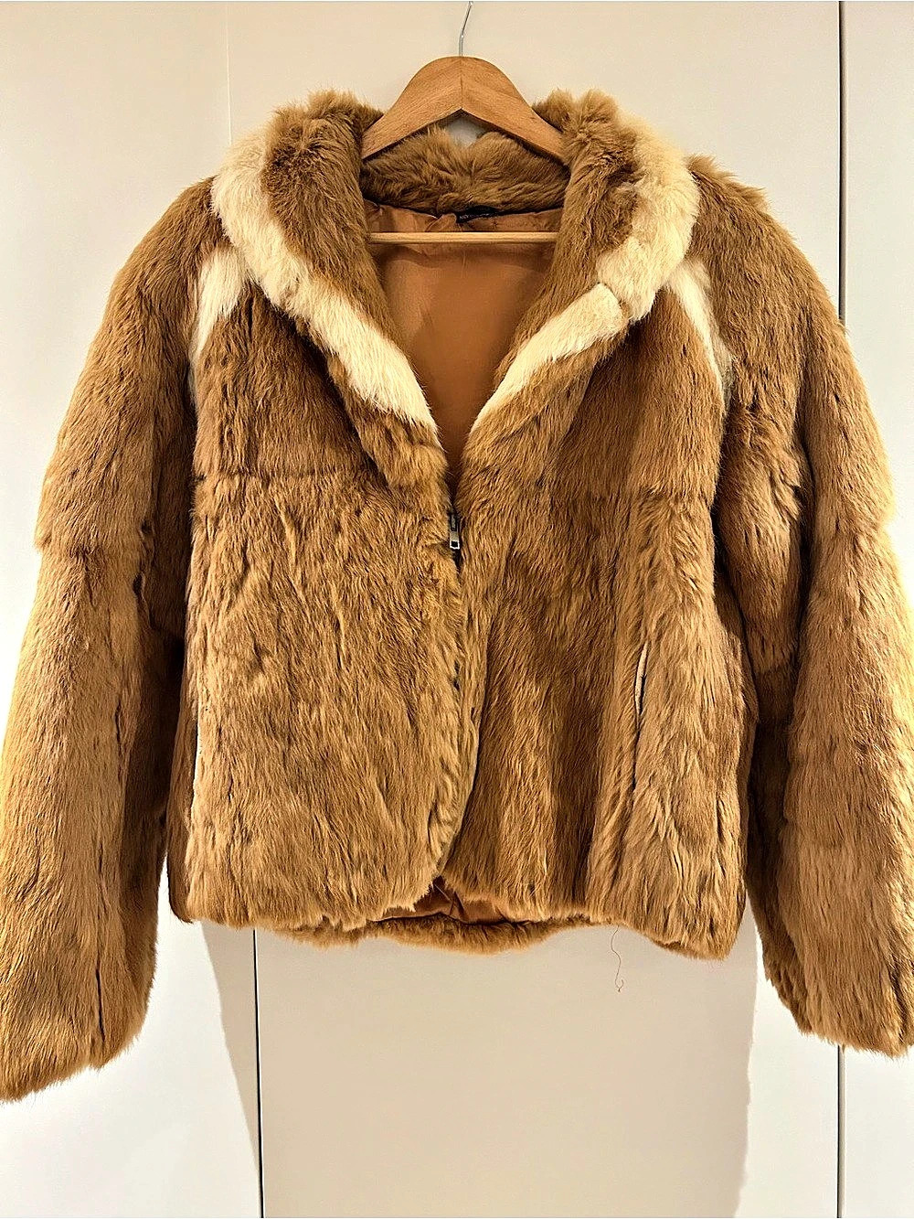 Vintage Bunny Hug Rabbit Fur Jacket in Light Brown
